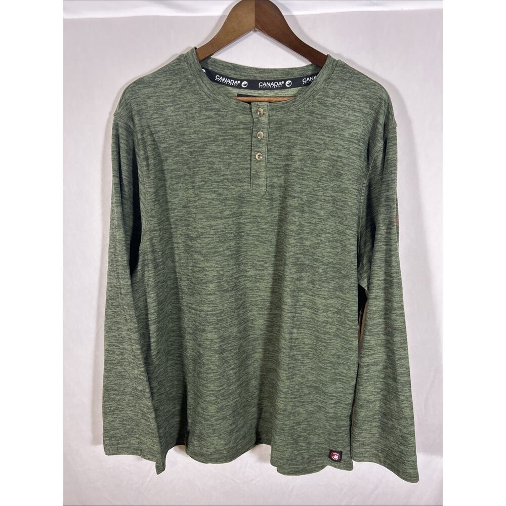 Canada Weathergear Men’s Green Long Sleeve Henley Shirt XXL Casual Outdoor NWT